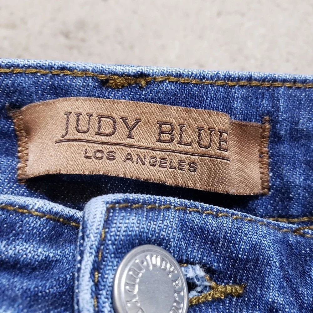 Judy Blue Jeans Womens 13/31 Blue Skinny Denim High Waist Distress Boho Festival